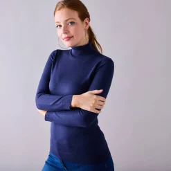 Trui En Vest<Blancheporte Trui met rolkraag, zachte touch marine