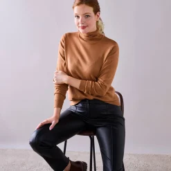 Trui En Vest<Blancheporte Trui met rolkraag, zachte touch hazelnootbruin
