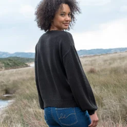 Trui En Vest<Blancheporte Trui met ronde hals en geschulpte afwerking zwart