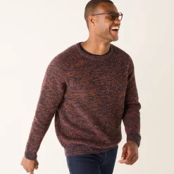 Trui En Vest<Blancheporte Trui met ronde hals en haak ingezette mouwen, patenttricot met 30% wol gespikkeld oranje