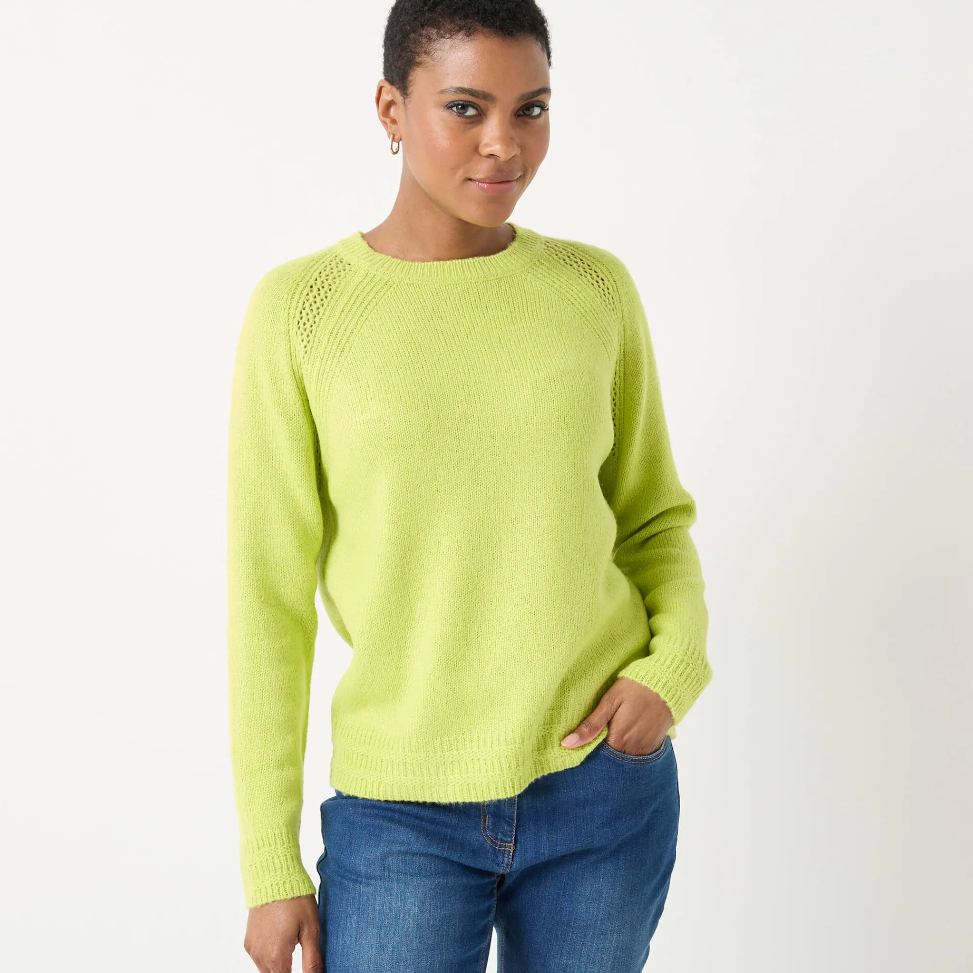 Trui En Vest<Blancheporte Trui met ronde hals, fantasietricot met zachte touch anijs