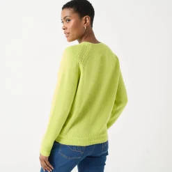 Trui En Vest<Blancheporte Trui met ronde hals, fantasietricot met zachte touch anijs