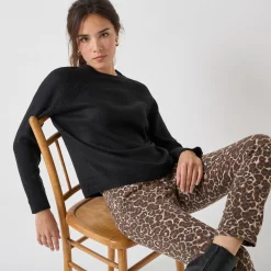 Trui En Vest<Blancheporte Trui met ronde hals, fantasietricot met zachte touch zwart