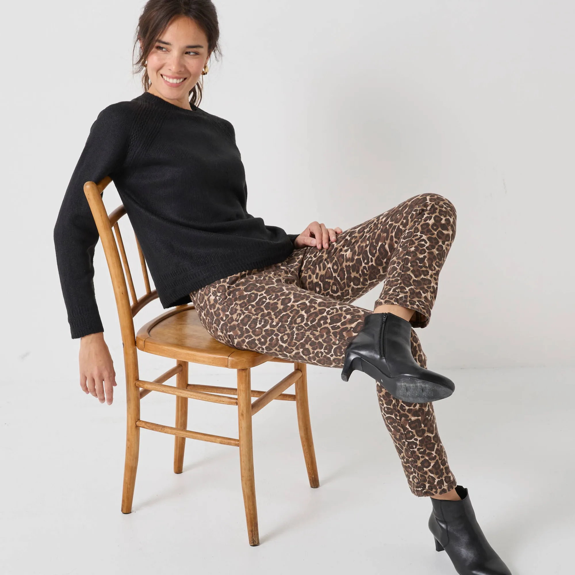 Trui En Vest<Blancheporte Trui met ronde hals, fantasietricot met zachte touch zwart