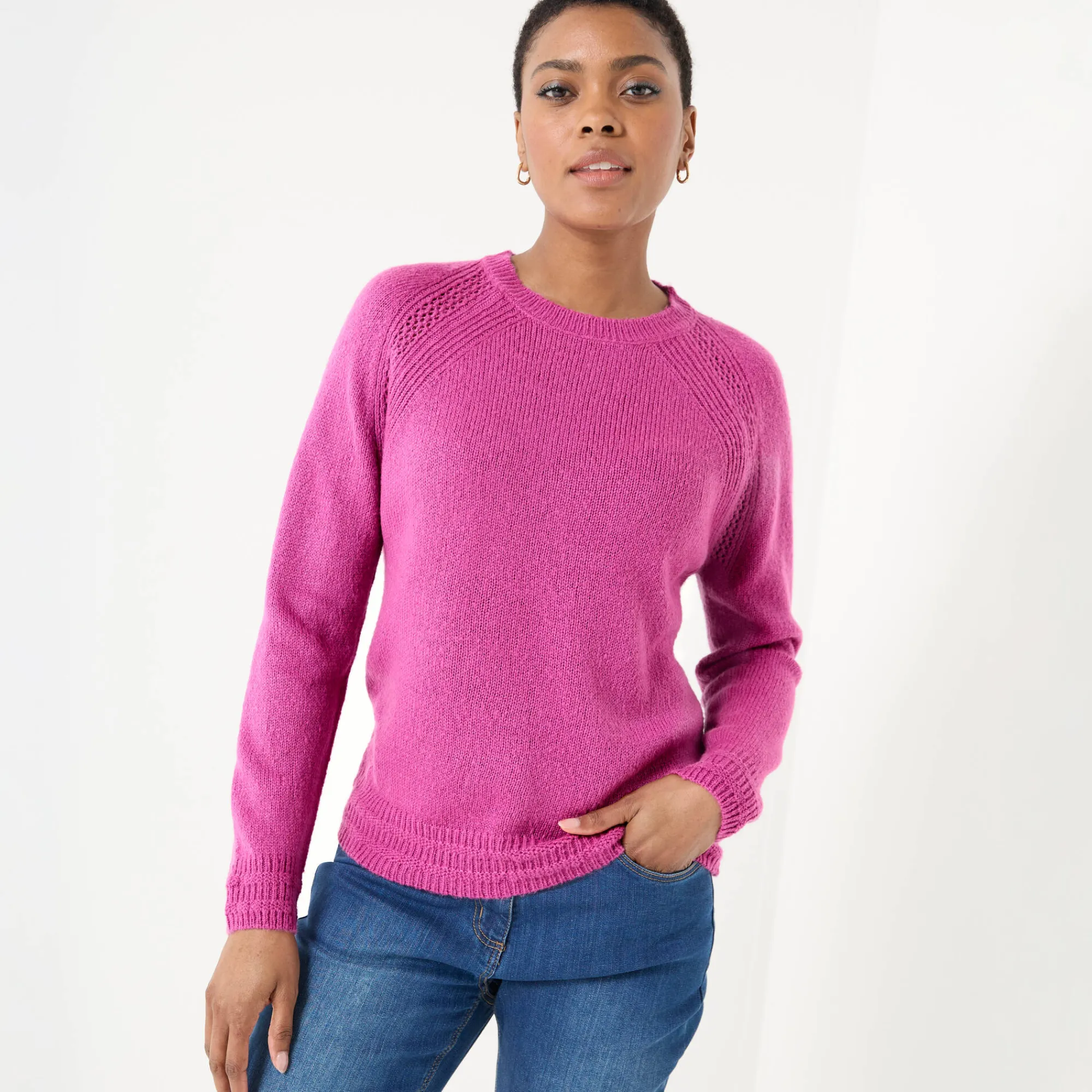 Trui En Vest<Blancheporte Trui met ronde hals, fantasietricot met zachte touch violine