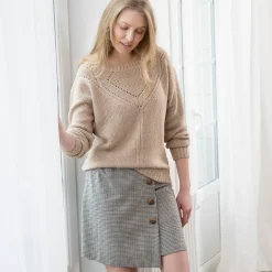 Trui En Vest<Blancheporte Trui met ronde hals in fantasietricot chiné beige