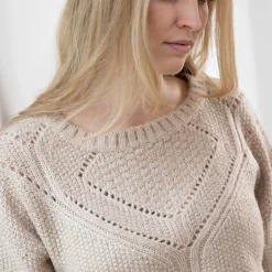 Trui En Vest<Blancheporte Trui met ronde hals in fantasietricot chiné beige