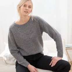 Trui En Vest<Blancheporte Trui met ronde hals in fantasietricot chiné grijs
