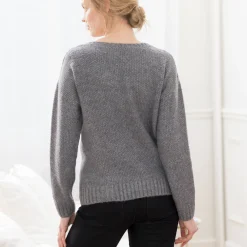 Trui En Vest<Blancheporte Trui met ronde hals in fantasietricot chiné grijs