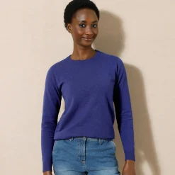 Trui En Vest<Colors&Co Trui met ronde hals in lamswol felblauw