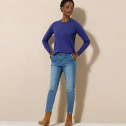 Trui En Vest<Colors&Co Trui met ronde hals in lamswol felblauw