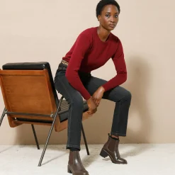 Trui En Vest<Colors&Co Trui met ronde hals in lamswol bordeaux
