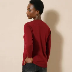 Trui En Vest<Colors&Co Trui met ronde hals in lamswol bordeaux
