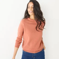 Trui En Vest<Colors&Co Trui met ronde hals in lamswol chiné roze