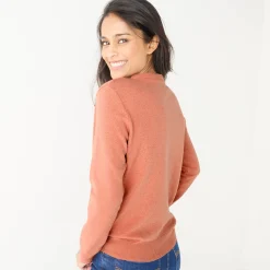 Trui En Vest<Colors&Co Trui met ronde hals in lamswol chiné roze