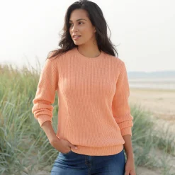 Trui En Vest<Blancheporte Trui met ronde hals in ribtricot perzik