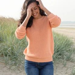 Trui En Vest<Blancheporte Trui met ronde hals in ribtricot perzik