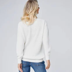 Trui En Vest<Blancheporte Trui met ronde hals in ribtricot gebroken wit