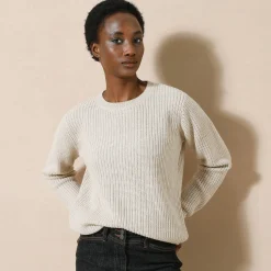 Trui En Vest<Blancheporte Trui met ronde hals in ribtricot chiné beige
