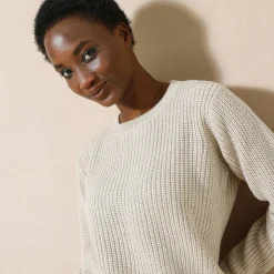 Trui En Vest<Blancheporte Trui met ronde hals in ribtricot chiné beige
