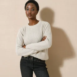 Trui En Vest<Blancheporte Trui met ronde hals in ribtricot chiné beige