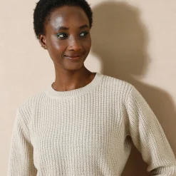 Trui En Vest<Blancheporte Trui met ronde hals in ribtricot chiné beige
