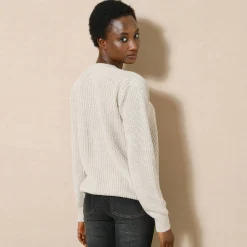 Trui En Vest<Blancheporte Trui met ronde hals in ribtricot chiné beige
