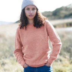 Trui En Vest<Blancheporte Trui met ronde hals in ribtricot chiné rozenhout