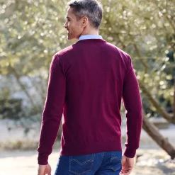 Feestoutfits Heren|Trui En Vest<Blancheporte Trui met ronde hals met 80% wol bordeaux