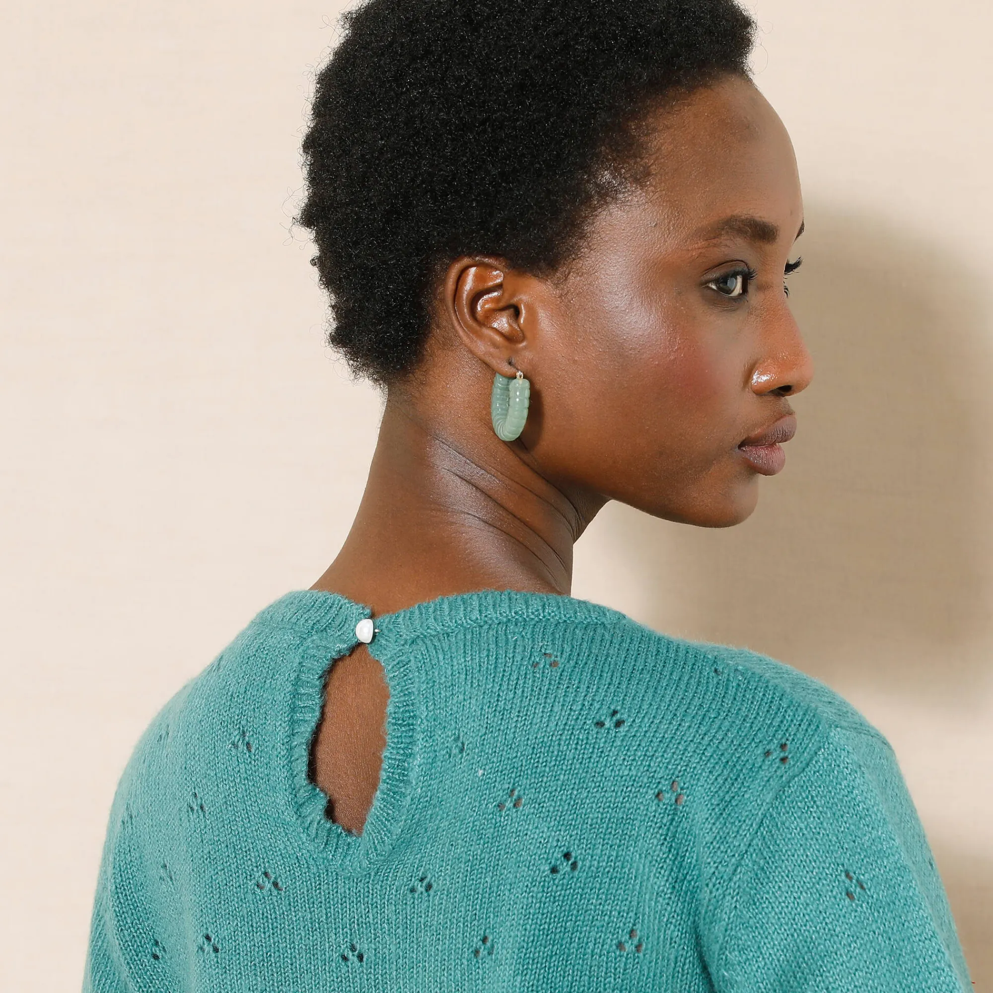 Trui En Vest<Blancheporte Trui met ronde hals, pointelletricot met mohairtouch celadon