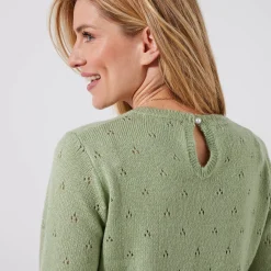 Trui En Vest<Blancheporte Trui met ronde hals, pointelletricot met mohairtouch watergroen