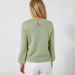 Trui En Vest<Blancheporte Trui met ronde hals, pointelletricot met mohairtouch watergroen