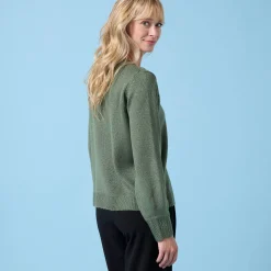 Trui En Vest<Blancheporte Trui met ronde hals Special Petites, pointelle-breisel lichtkaki