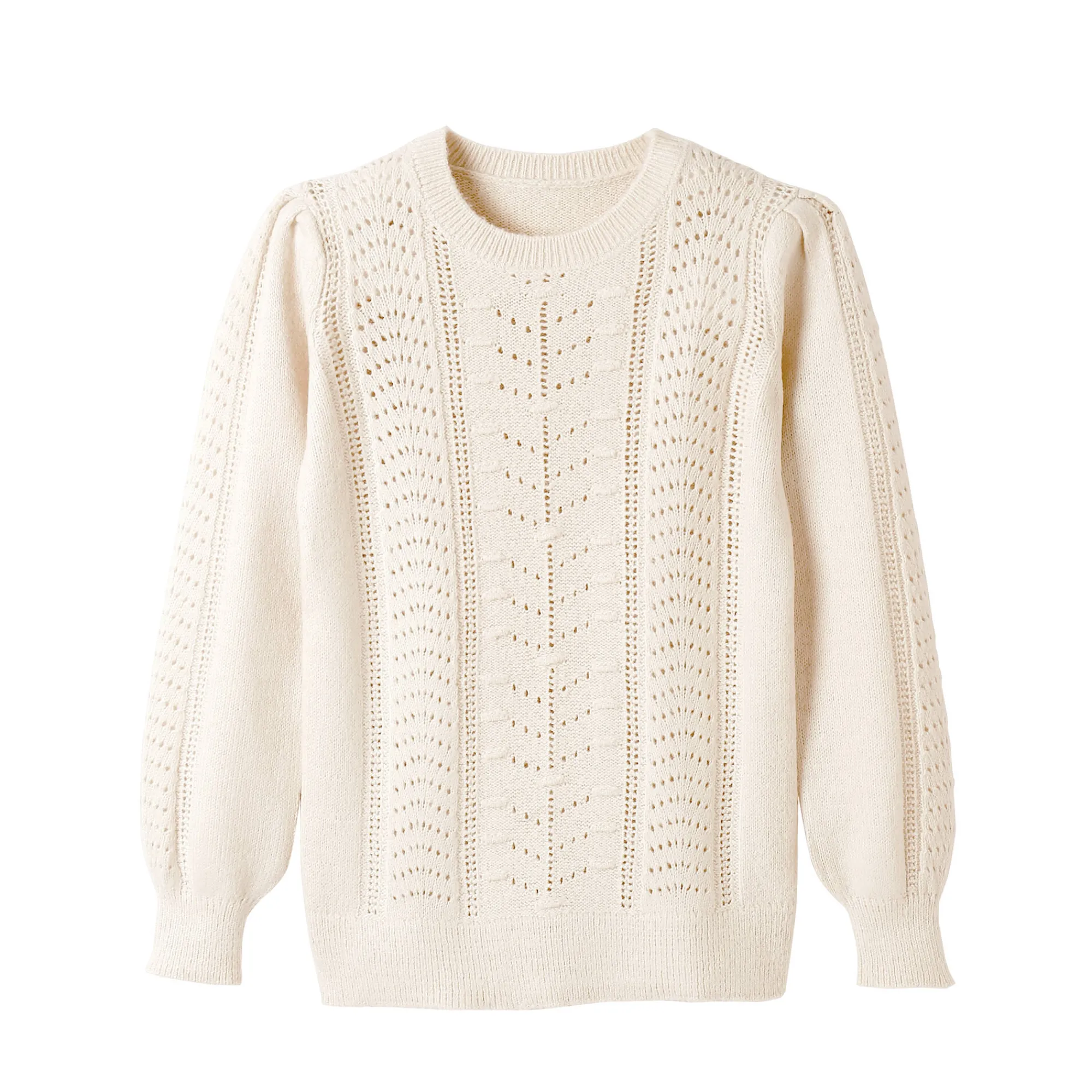Trui En Vest<Blancheporte Trui met ronde hals, streelzachte fantasietouch ecru
