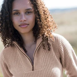 Trui En Vest<Blancheporte Trui met truckerskraag in ribtricot chiné beige