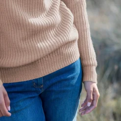Trui En Vest<Blancheporte Trui met truckerskraag in ribtricot chiné beige