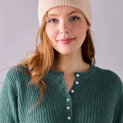 Trui En Vest<Blancheporte Trui met Tunesische hals, patenttricot met zachte touch saliegroen