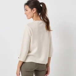 Trui En Vest<Blancheporte Trui met Tunesische hals en 3/4-mouwen, fantasietricot ecru