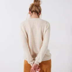 Trui En Vest<Blancheporte Trui met Tunesische hals, patenttricot met zachte touch ecru