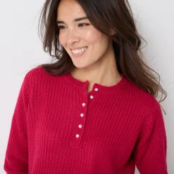 Trui En Vest<Blancheporte Trui met Tunesische hals, patenttricot met zachte touch framboos
