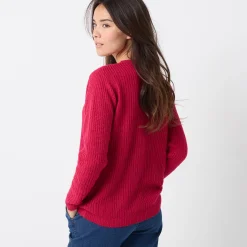 Trui En Vest<Blancheporte Trui met Tunesische hals, patenttricot met zachte touch framboos