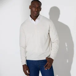 Trui En Vest<Blancheporte Trui met V-hals, 80% wol chiné lichtgrijs