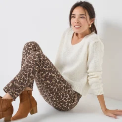 Trui En Vest<Blancheporte Trui met V-hals en loose volume, mohairtouch ecru