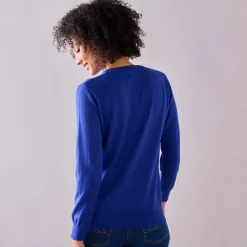 Trui En Vest<Colors&Co Trui met V-hals in lamswol felblauw
