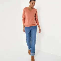 Trui En Vest<Colors&Co Trui met V-hals in lamswol chiné roze