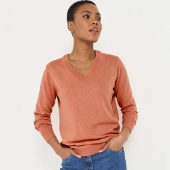 Trui En Vest<Colors&Co Trui met V-hals in lamswol chiné roze