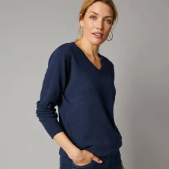 Trui En Vest<Colors&Co Trui met V-hals in lamswol marine