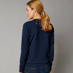 Trui En Vest<Colors&Co Trui met V-hals in lamswol marine