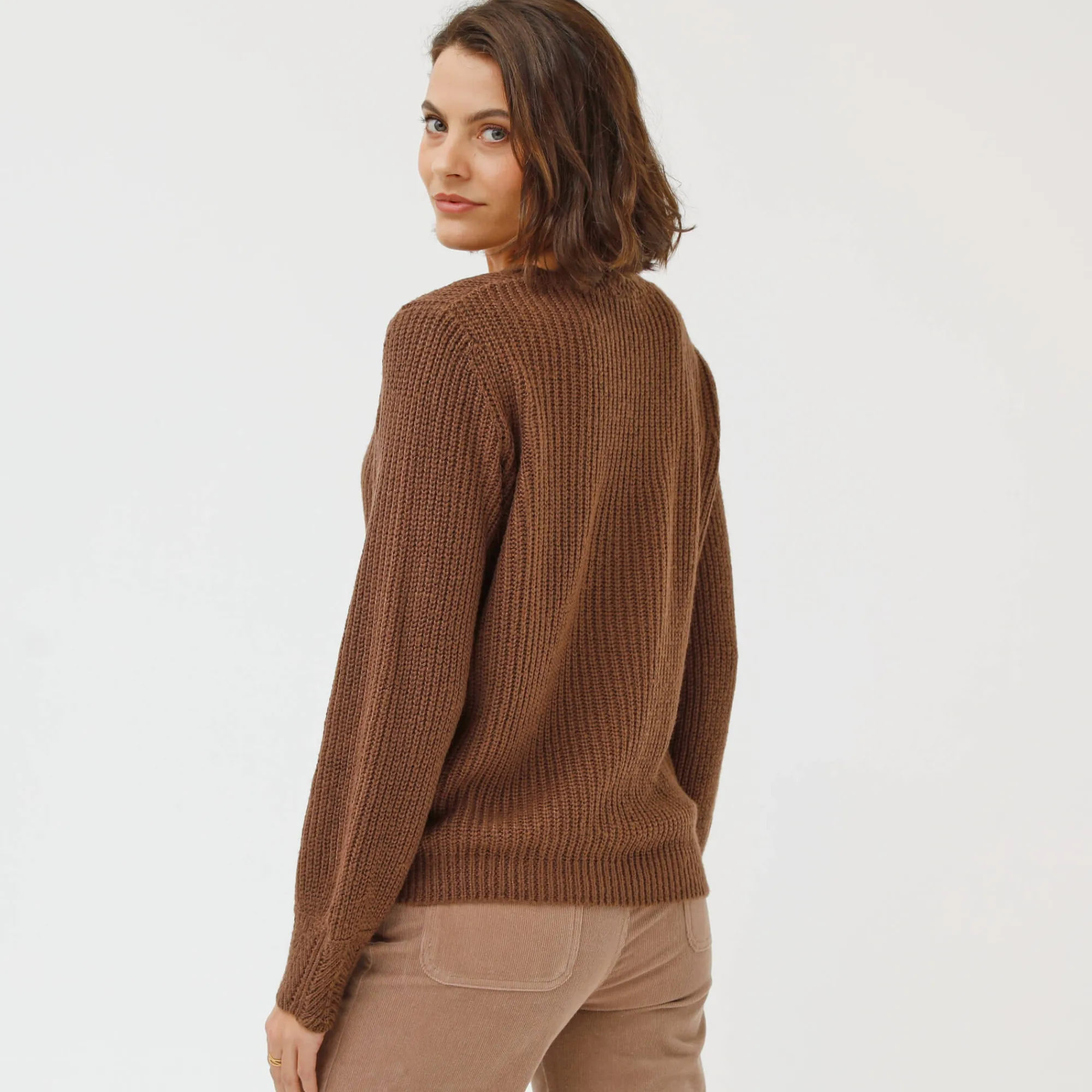 Trui En Vest<Blancheporte Trui met V-hals, patenttricot taupe