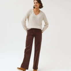 Trui En Vest<Blancheporte Trui met V-hals, patenttricot ecru